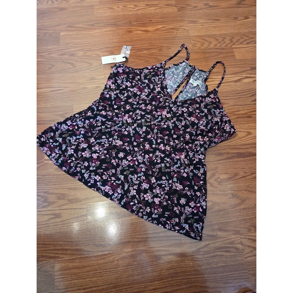 Idyllwind Miranda Lambert Womens XXL Black Floral‎ Rayon Keyhole Tank Top Boho